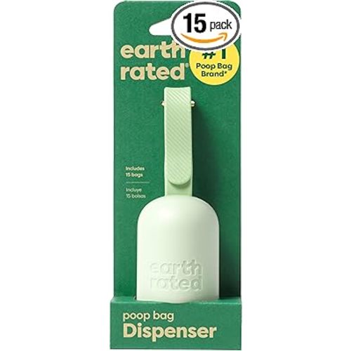 Earth Rated Dog Poop Bag Holder & Leash Dispenser, 15 Bags, Unscented