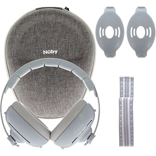 Nuby Soft Sounds 2-in-1 Noise-Canceling Baby Earmuffs with Travel Case - Adjustable Noise Protection for Infants and Toddlers - Gray
