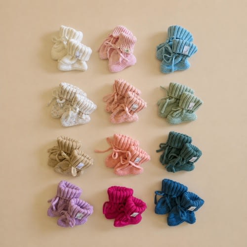 Knit Baby Booties- 100% Cotton Booties, Birth Announcement Outfit, Baby Shower Gift 0-6 mos