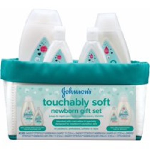 3 Pack - JOHNSON'S Touchably soft Newborn Baby Gift Set, Baby Bath & Skincare for Sensitive Skin, 5 Item