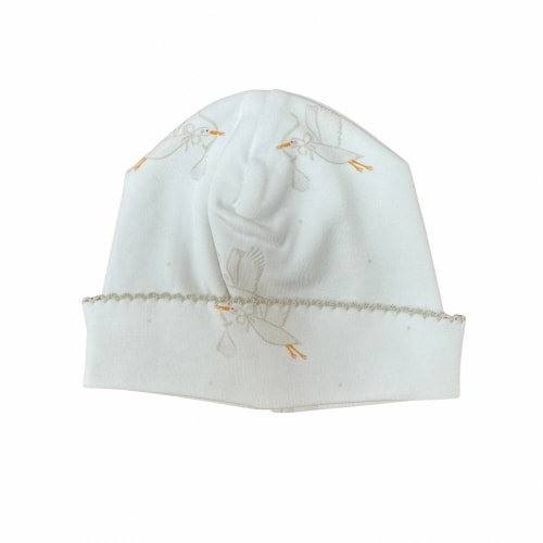 Personalized Stork Print Baby Hat – Pima Cotton Newborn Hat – Caprilina