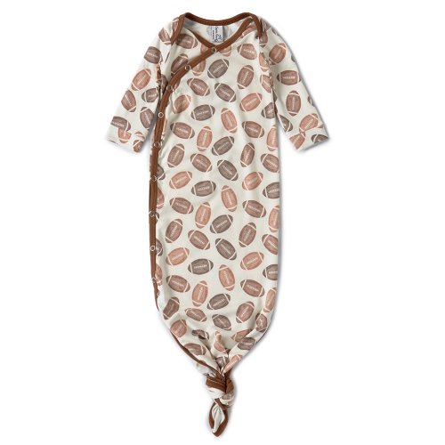 Copper Pearl Baby Boys Blitz Football Print Long Sleeve Knotted Gown