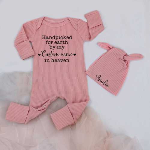 Personalized Hand Picked For Earth by My Grandma in Heaven Bodysuit, Pregnancy Announcement, Baby Shower Gift, Newborn Outfits For Girl Boy
