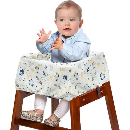 Waterproof Carton Style Shopping Trolley Seat Cover Soft Comfortable Baby Safety Cart Cover for Highchairs Swings Toddler Infant Carts(Satellite model,1)