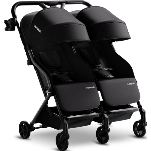 Mompush Lithe Lightweight Double Stroller, Side by Side Recline Seat, Black, 24.5LB, Unisex