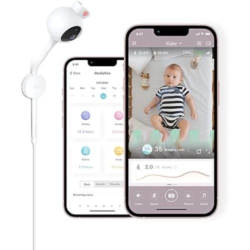 iBaby Smart Baby Breathing Monitor - with Camera and Audio, Tracking Baby's Breathing, Sleeping, Movement. i2 Wi-Fi Video Baby Monitor, Contactless, Work with Smartphone.