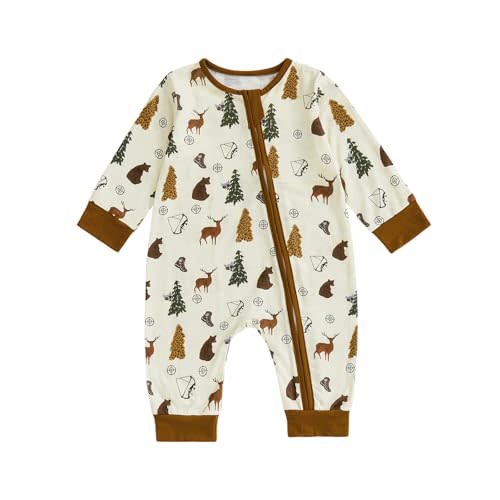 Biayxms Infant Baby Boy Girl Mallard Duck Romper Jumpsuit Long Sleeve Zip Up Duck One Piece Overalls Hunting Baby Clothes