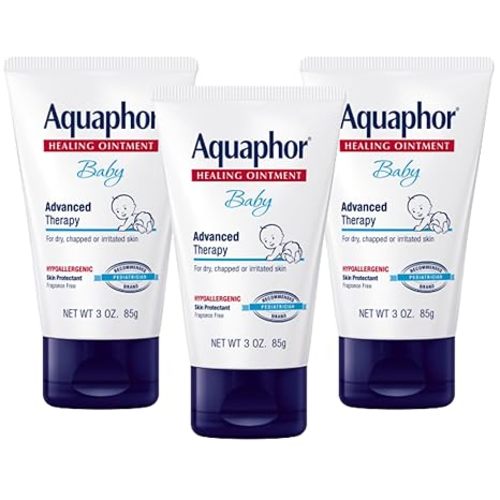 Aquaphor Baby Healing Ointment, Advanced Therapy for Chapped Cheeks and Diaper Rash, 3 oz. Tube (Pack of 3)