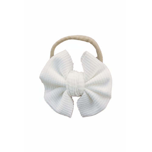 Cloud White Bamboo Waffle Bow Headband
