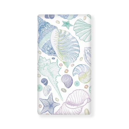 Seashell Fitted Crib Sheet Starfish Conch Blue Purple Green Standard Crib Mattress Fitted Sheet Underwater Toddler Bed Mattress Sheets Crib Mattress Sheet 28"x52", Teal