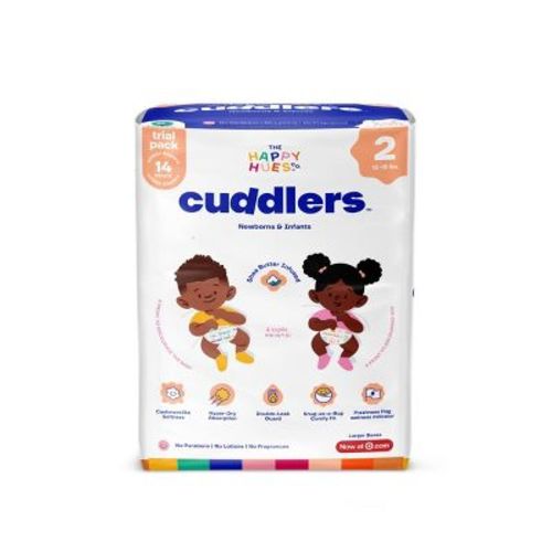 Happy Hues Cuddlers Disposable Diapers Trial Pack - 14ct - Size 2: 12-18 lbs, Hypoallergenic, Paraben-Free, Elastic Waistband