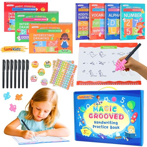Magic Grooved Writing Practice for Kids Ages 3-8 – Reusable Handwriting Practice Books and Preschool Learning Activities, Perfect Educational Gift