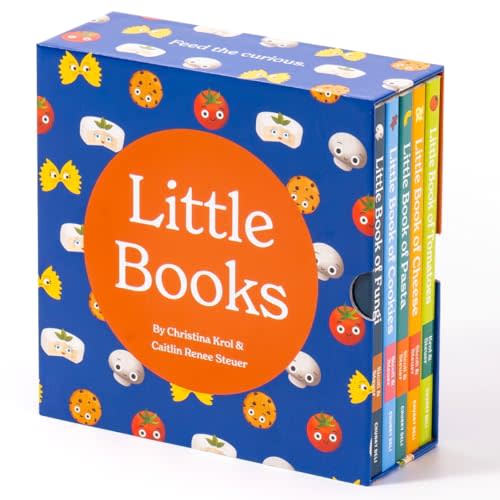 Little Books Starter Collection 5 Culinary Board Book Set for Babies and Toddlers Including Cheese, Cookies, Fungi, Pasta, Tomatoes Vibrant Creative Foodie Baby Shower Gift