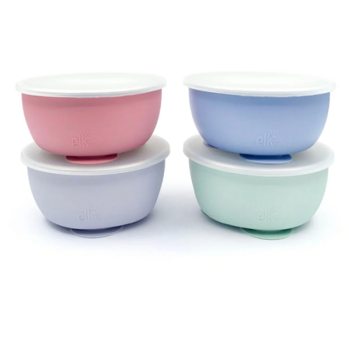 Stainless Steel Bowl with Silicone Suction Sleeve + Lids