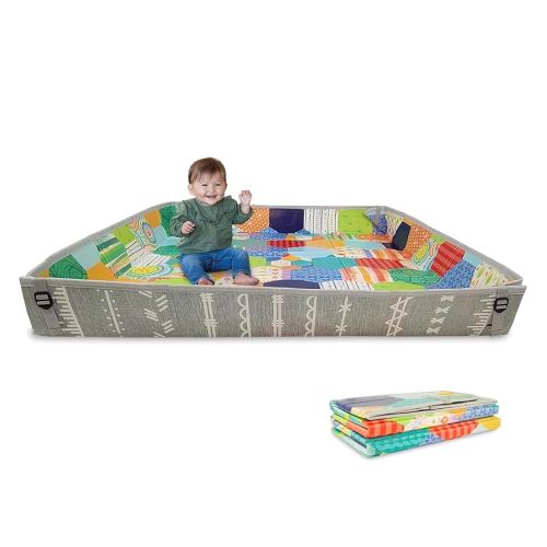 Infantino Foldable Soft Foam Play Mat, Baby Play Mat for Tummy Time & Floor Play, Lightweight, Easy to Store, Wipeable, Multicolor