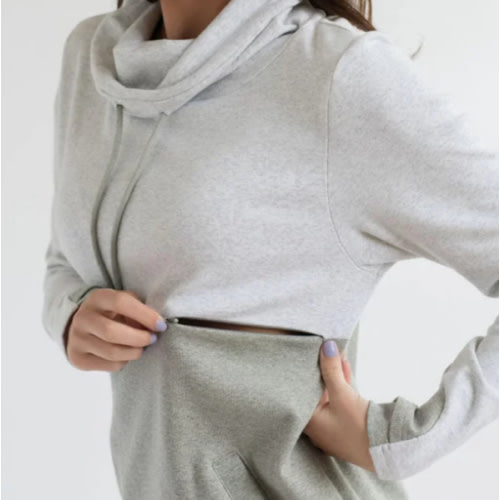 Nursing Sweatshirt Pullover - Colorblock Light Gray