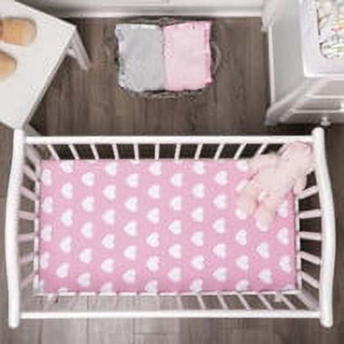 EVERYDAY KIDS 2 Pack Cotton Jersey Knit Cradle Sheet Set - Hearts/Polka Dots