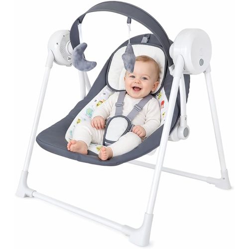 Baby Swing SpaceSaver Ultra-Compact Foldable Infant Swing (Fits in 5.3" Gaps!) 6 Speed Modes | Portable Newborn Swing for Travel/Car/Picnic (0-6M, 6-20lbs)