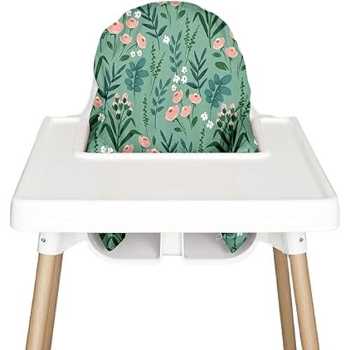 Highchair Cushion Cover for Inflatable Cushion, Compatible for IKEA Antilop Highchair, Accessories Stain-Proof and Wipeable Cover (Cushion NOT Included)(Green Meadow)