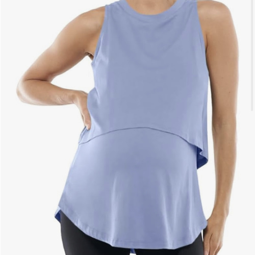 ZDC Women's Maternity Nursing Tank Tops Sleeveless Double Layer Breastfeeding Shirts Summer Pregnancy Clothes