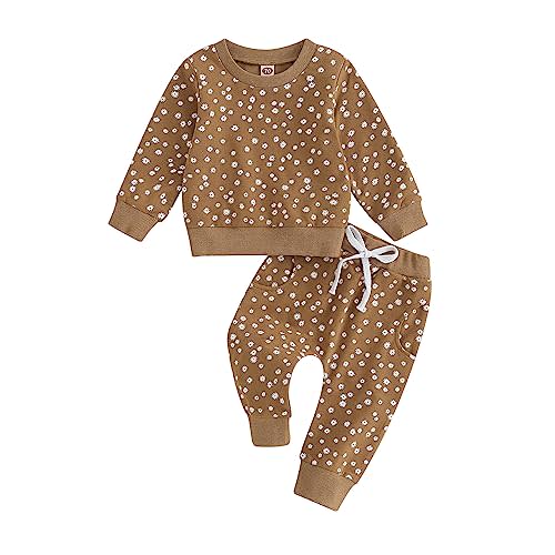 Toddler Baby Girl Fall Winter Clothes Newborn Infant Floral Pullover Sweatshirt T-Shirts+Pants 3PCS Outfits Set