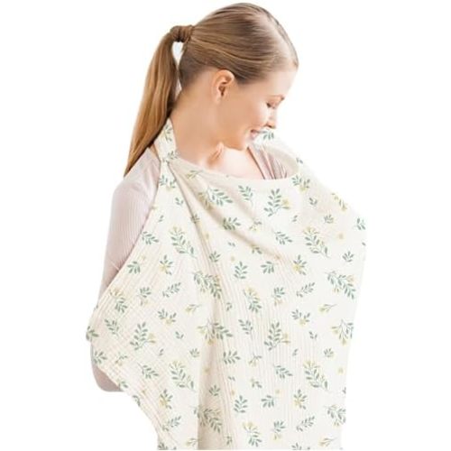 Konssy Muslin Nursing Cover Up for Breastfeeding with Rigid Hoop