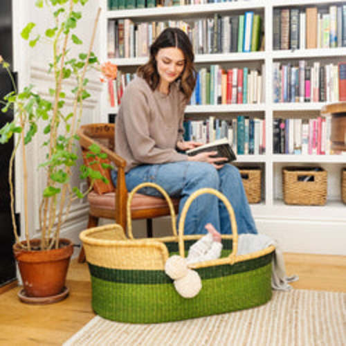 Green Two ToneAfrican Moses Basket