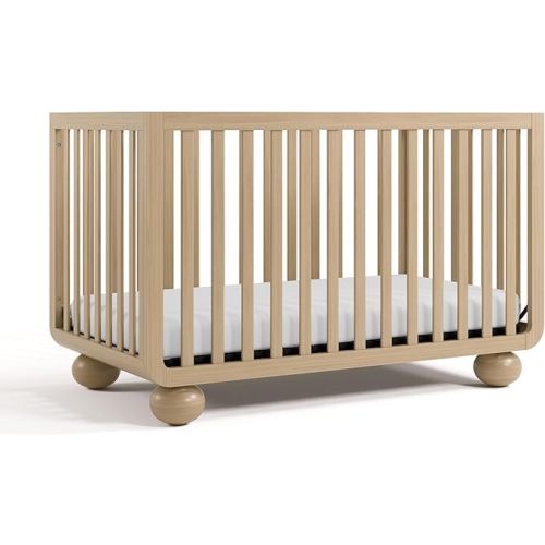 Storkcraft Amalfi 5-in-1 Convertible Crib with Toddler Guardrail – GREENGUARD Gold Certified, Conversion Kit Included, Fits Baby Crib Mattress, Converts to Full Bed (Driftwood)