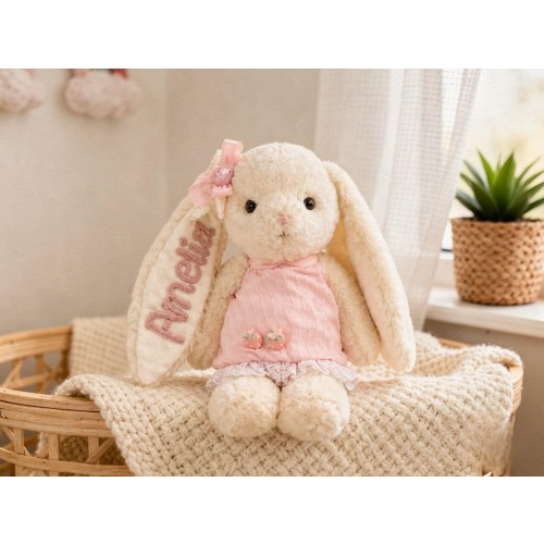 Personalized Bunny Plush, Custom Name Rabbit Toy, Easter Basket Gift, Baby Girl Nursery Decor, Baby Shower Gift, Stuffed Animal Keepsake