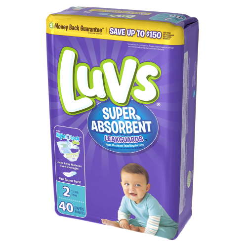 Luvs Leakguards Super Absorbent Newborn Diapers Size 2 40 count with NightLock Plus
