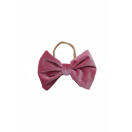 Velvet Bow Headband - Rosy Pink
