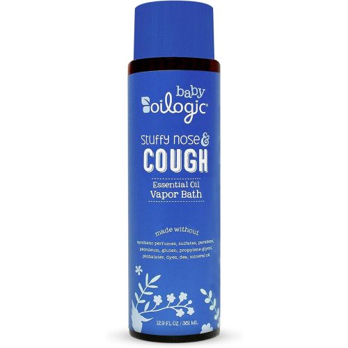 Oilogic Stuffy Nose & Cough Essential Oil Vapor Bath for Babies & Toddlers - Gentle Baby Bath Essentials – Pediatrician-Tested & Safe for Babies, 12.9 Fl Oz