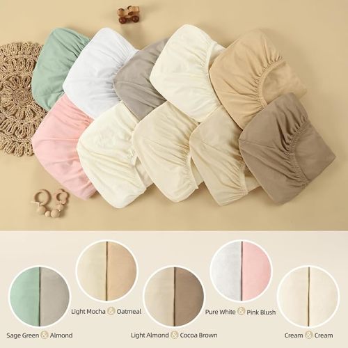 2-Pack Baby Crib Sheets for Boys Girls, Thicker 100% Organic Cotton Crib Mattress Sheets Neutral, 52”x28” Crib Sheets Fitted for Standard Crib & Toddler Bed Mattress