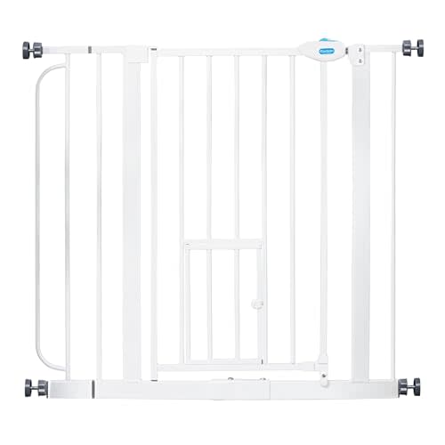 Carlson 29.5–36.5” Extra Wide Dog Gate with Small Pet Door, Walk-Through Pressure Mounted Metal Indoor Pet Safety Gate, Tested and Trusted by Pet Parents, American Designed, American Owned