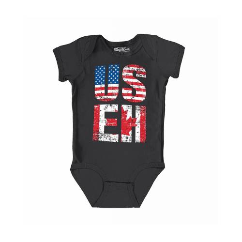 US EH American Canadian Flag Baby Bodysuit Cotton Romper Canadian Flag. USA Flag. American Flag Shirt. Canada Flag Shirt.