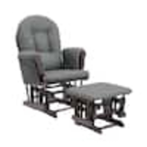 Storkcraft Espresso With Gray Cushion Hoop Glider And Ottoman Set 06550-609