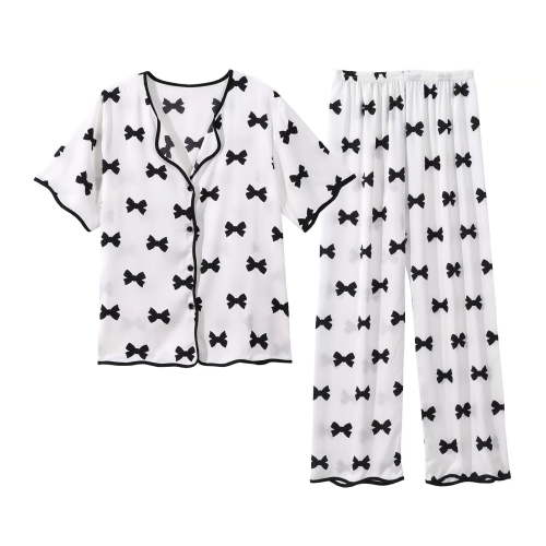 BLVB Pajamas Set for Women Long/Short Sleeve Sleepwear Button Down Nightwear with Long Pants Soft Summer Pjs Lounge Set