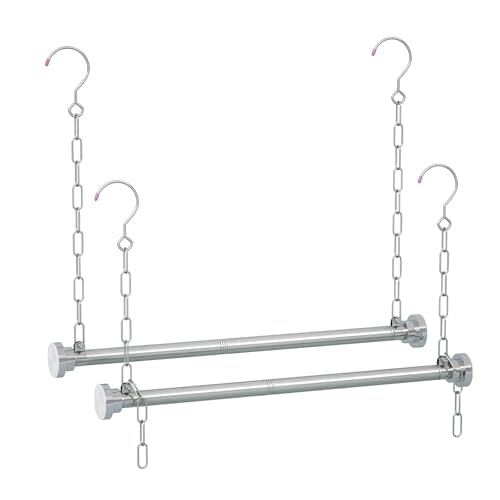 Aglaiprty Hanging Closet Rod, Adjustable Width and Height Closet Hanging Organizer (23 or 35 Inch Length), Space-Saving Clothes Hanging Bar, Closet Extender Hanging Rod 2 Pack