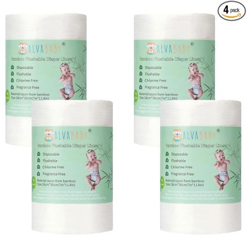ALVABABY Diaper Liner for Baby Cloth Diapers Natural Soft Disposable Diaper Liners 11.8x7.1 Inch Fragrance Free Chlorine Free 400 Sheets