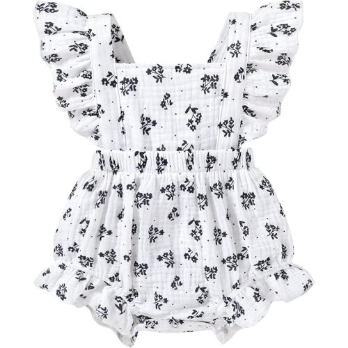 Happy Town Newborn Baby Girl Clothes Infant Summer Romper Sleeveless Floral Cute Outfits One Piece Jumpsuit Bodysuit