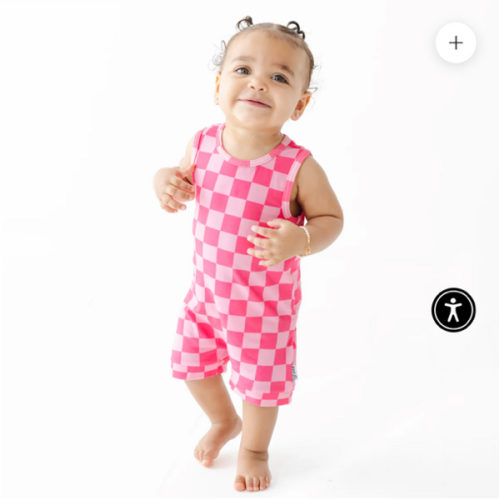 Bubble Gum Check Sleeveless Shorty Romper