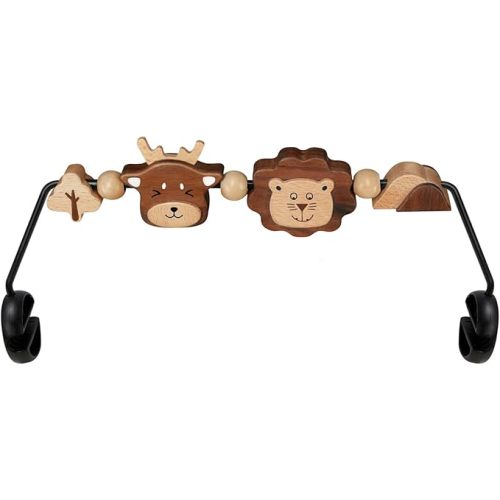 Three-Dimensional Baby Bjorn Bouncer Toy Bar, Toy for Baby Bouncer Soft & Bliss, Easy to Attach and Remove, 360°Rotating Natural Wooden Toys, Double-Sided Raised Design, Lion & Deer