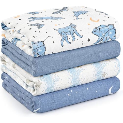 GLLQUEN BABY Muslin Swaddle Blankets 4Pk Receiving Blanket Large 35" x 40"