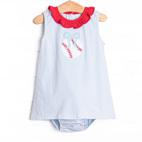 Foul Ball Applique Skirted Bubble, Blue Stripe – Stitchy Fish