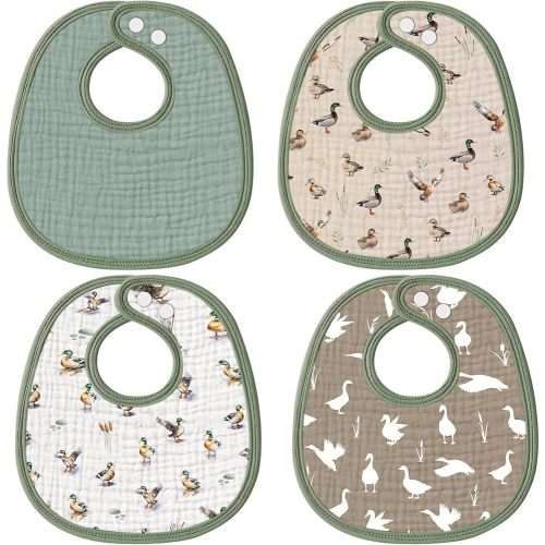 4 Pack Mallard Ducks Muslin Drool Bibs for Baby Boy Mallard Duck Baby Stuff