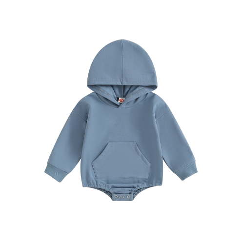 BemeyourBBs Newborn Baby Boy Girl Hoodie Sweatshirt Infant Bubble Romper Long Sleeve Solid Front Pocket Hooded Sweatshirts Rompers Baby Fall Winter Spring Outfits