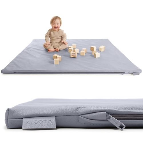 Stylish Vegan Leather Baby Play Mat - Soft, Easy to Clean Floor Mat Creates A Safe Play Area for Your Baby - The Perfect Modern Foam Playmat Fits Nicely with Your Kids Playroom Or Home Decor