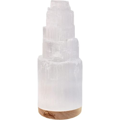 Himalayan Glow WBM Selenite Crystal Lamp 20cm, Moroccan Skyscraper Lamp, Crystals and Healing Stones for Healing and Meditation