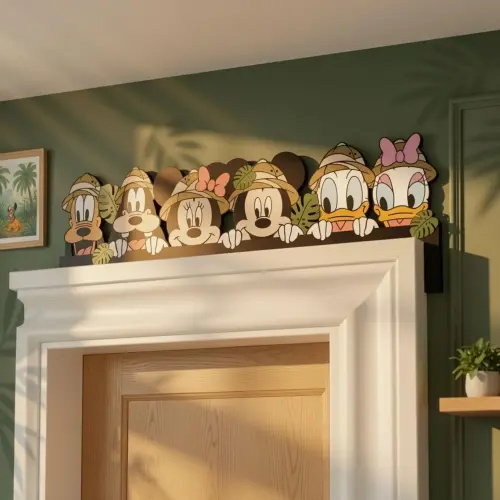 Disney Mickey And Friends Safari Mode Door Corner Sign, Animal Kingdom Wooden Door Decor, Kid Room Decoration, Disney Home Decor