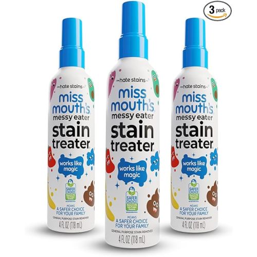 Miss Mouth's Messy Eater Stain Treater Spray - 4oz 3 Pack Stain Remover - Newborn & Baby Essentials - No Dry Cleaning Food, Grease, Coffee Off Laundry, Underwear, Fabric